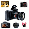 1080P Full HD Digital Camera with 32GB Card, 16x Zoom, 9.88mm Wide-Angle Lens – Compact Travel Essential for Women, Black, Powered by 4 AA Batteries (Not Included), Travel Photography | Sleek Black Camera | Highquality Lens