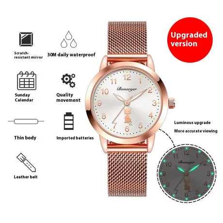 Women's Luminous Quartz Watch With Simple Waterproof Belt - Lootquake