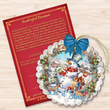 Adornos de madera "Let it Snow" de G. Debrekht: decoración navideña de Papá Noel y muñeco de nieve - 933122