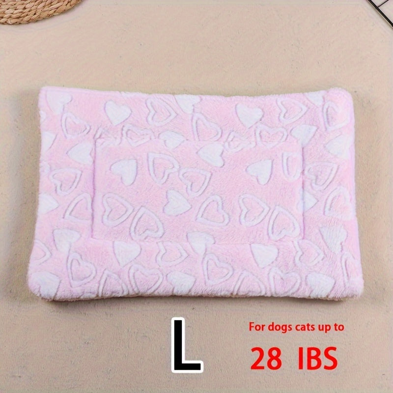 Manta rectangular para mascotas, resistente a la suciedad y para todas las estaciones - Cómoda cama con estampado de pata de perro y corazón (1 unidad)