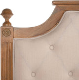 Tufted Linen Headboard in Beige and Rustic Oak