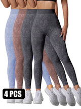 4 Pieces Scrunch Butt Lifting Workout V Back Leggings - Lootquake