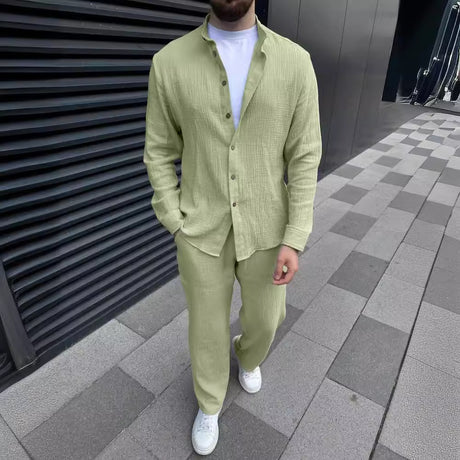 Cotton Men Suit Fashion Comfortable Top Pants - Lootquake