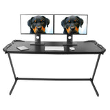 Z Shaped Large Computer Table PC Gaming Desk with RGB LED Light Home Furniture Gaming Supplies - Lootquake
