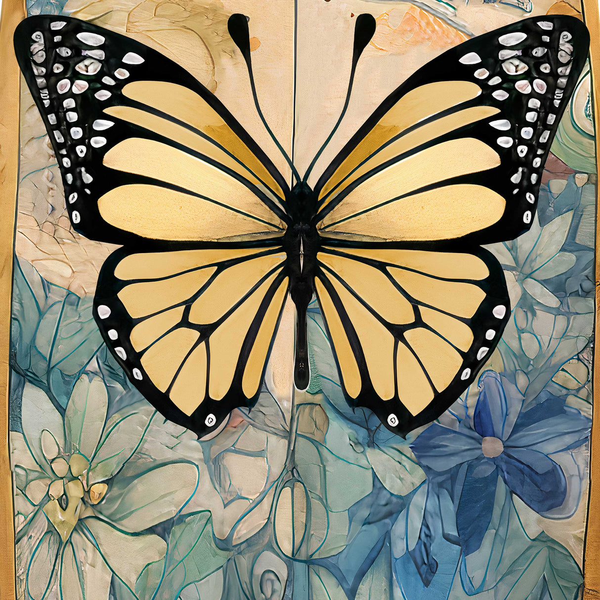Yellow Monarch Butterfly Surfboard Coastal Wall Art by G. DeBrekht - Coastal Holiday Decor - 8490109HS