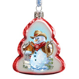Cowboy Snowman Mercury Glass Ornament by D. Gelsinger - Christmas Santa Snowman Decor - 778101-1541