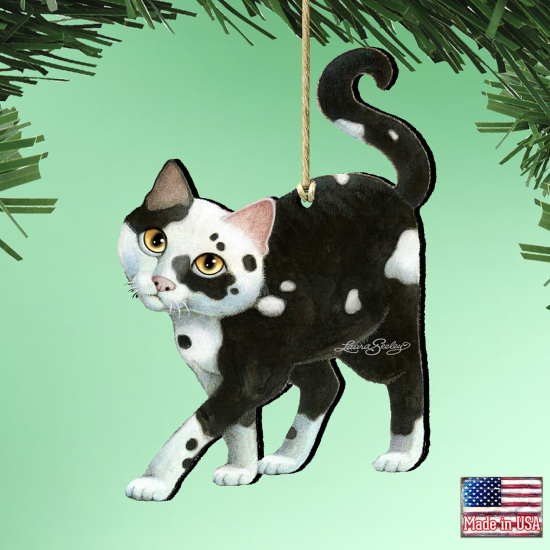 Cookie N Creme Cat Wooden Ornaments by Laura Seeley - Pets Dog and Cats Decor - 8512064-LS