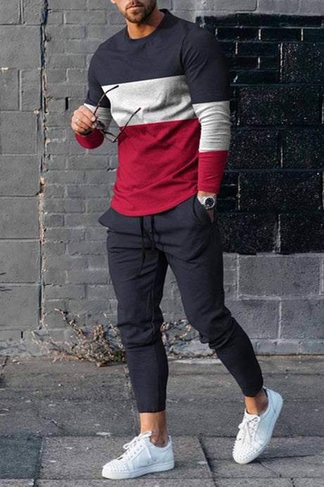 European And American Multi-color Long Sleeve Casual Sports Men Suit - Lootquake
