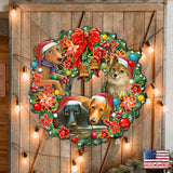 Christmas Friends Puppy Door Wreath by G. DeBrekht - Pets Dog and Cats Decor - 8185307-6H-SL