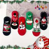 6 pares de calcetines navideños con estampado de dibujos animados, suaves y cómodos, de corte bajo, para mujer.