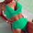 Women's Two-piece Casual Swimsuit P245 Green - Lootquake