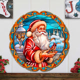 Santa with Red Cardinal Holiday Door Decor by G. Debrekht - Santa Snowman Decor - 8652807H