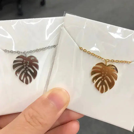 Hawaii Style Summer Collar Stainless Steel Palm Leaf Necklaces - Lootquake