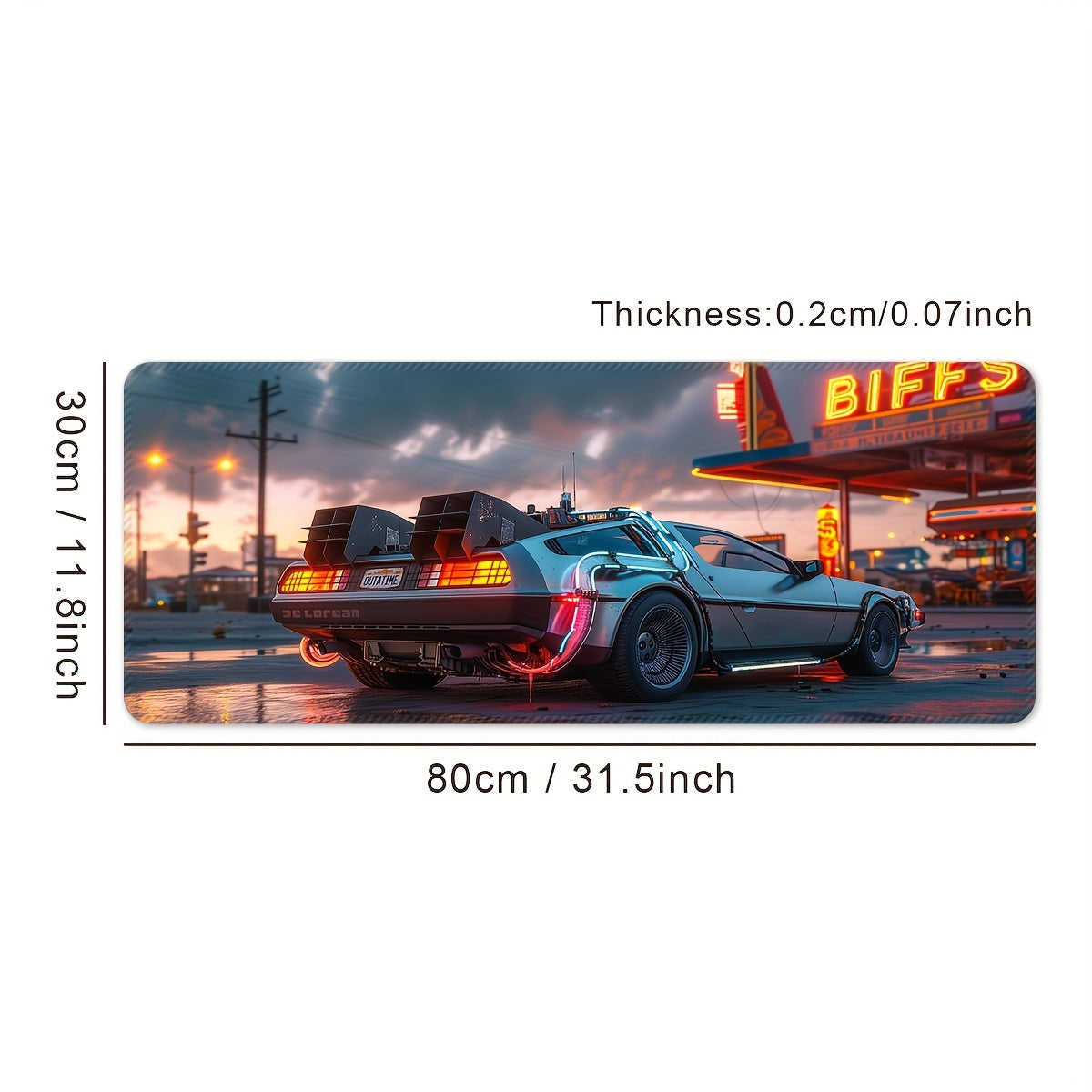 Ultra-Sleek Silvery Sports Car Design Large Gaming Mouse Pad - Extended, Thick, Non-Slip Rubber Desk Mat With Precision Stitched Edges - Washable & Durable