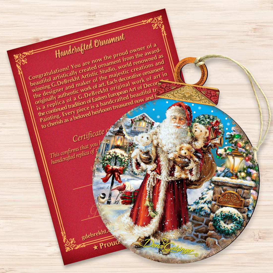 Adornos de madera de Papá Noel "Noche de Paz" de Gelsinger - Decoración navideña de muñeco de nieve - 8021116-1315