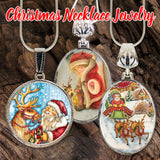 Reindeer Ride Silver Plated Medal Pendant Necklace - 44154O