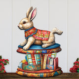 Carousel Bunny with Books Holiday Door Decor by G. Debrekht - Christmas Decor - 8611085H