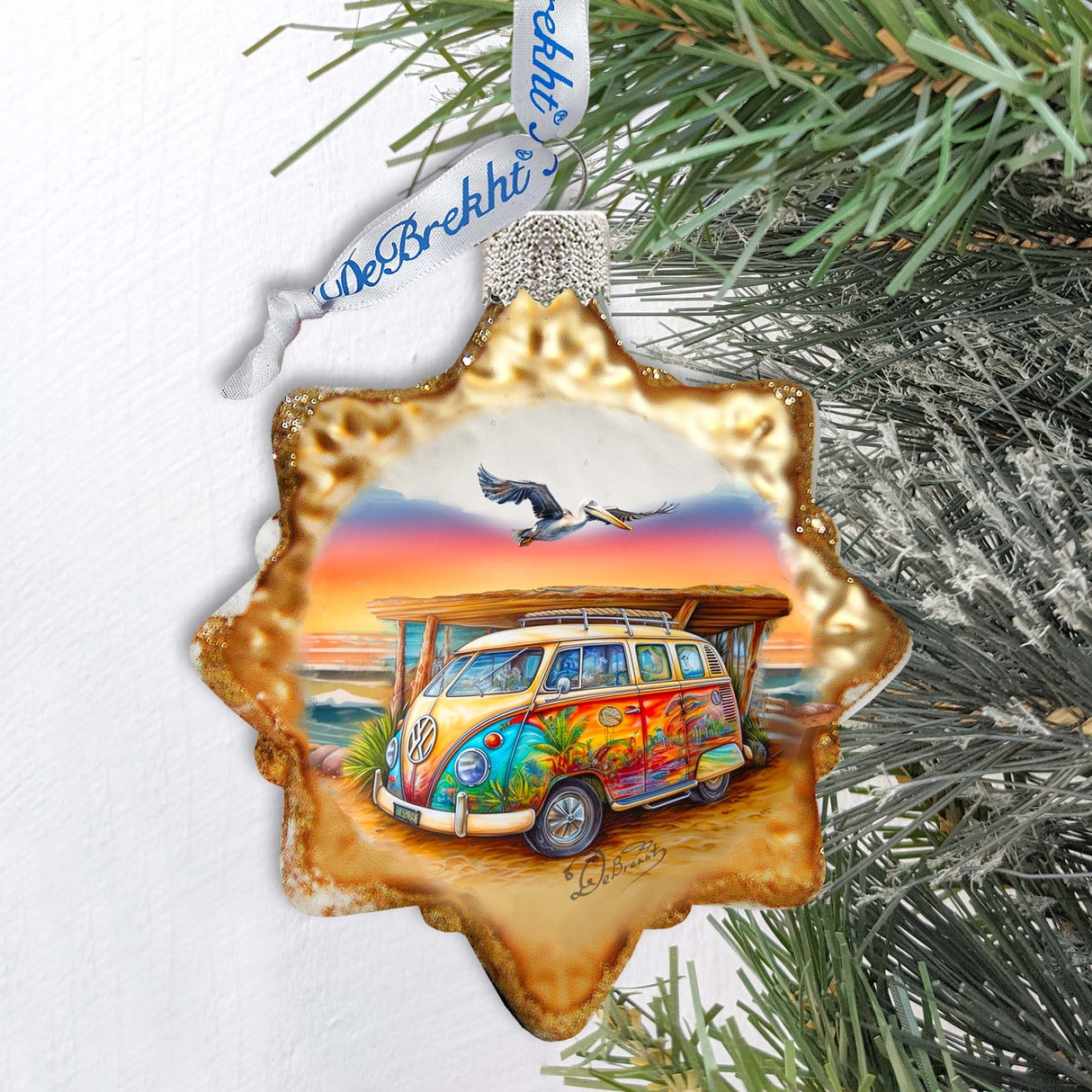 Nautical Christmas Decor - Beach Van Keepsake Glass Ornaments by G. Debrekht - Coastal Holiday Decor - 777395
