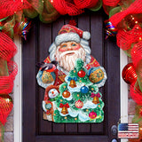 Decoración navideña para puerta con árbol de Papá Noel de G. DeBrekht - Decoración navideña con muñeco de nieve de Papá Noel - 8119181H