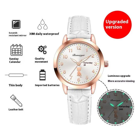Women's Luminous Quartz Watch With Simple Waterproof Belt - Lootquake