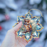 Adornos de madera con forma de copo de nieve de búho cornudo de G. Debrekht - Decoración de vida silvestre - 8688436