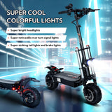 Trottinette électrique avec siège, double moteur 6000 W, vitesse maximale 80 km/h, batterie 60 V 35 Ah, autonomie de 80 km, pneus tout-terrain 11 pouces pour les déplacements urbains et les sorties tout-terrain.