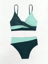 Women's Two-piece Casual Swimsuit P229 Green - Lootquake