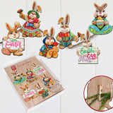Easter Bunny Family Decorative Wooden Clip-on Ornaments Set of 6 by G. Debrekht - Easter Décor - 8090041C-S6