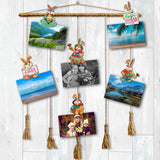 Easter Bunny Family Decorative Wooden Clip-on Ornaments Set of 6 by G. Debrekht - Easter Décor - 8090041C-S6