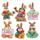 Easter Bunny Family Decorative Wooden Clip-on Ornaments Set of 6 by G. Debrekht - Easter Décor - 8090041C-S6