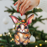 Easter Bunnies Wooden Ornaments Set of 3 by G. Debrekht - Easter Décor - 8091042-S3