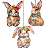 Easter Bunnies Wooden Ornaments Set of 3 by G. Debrekht - Easter Décor - 8091042-S3