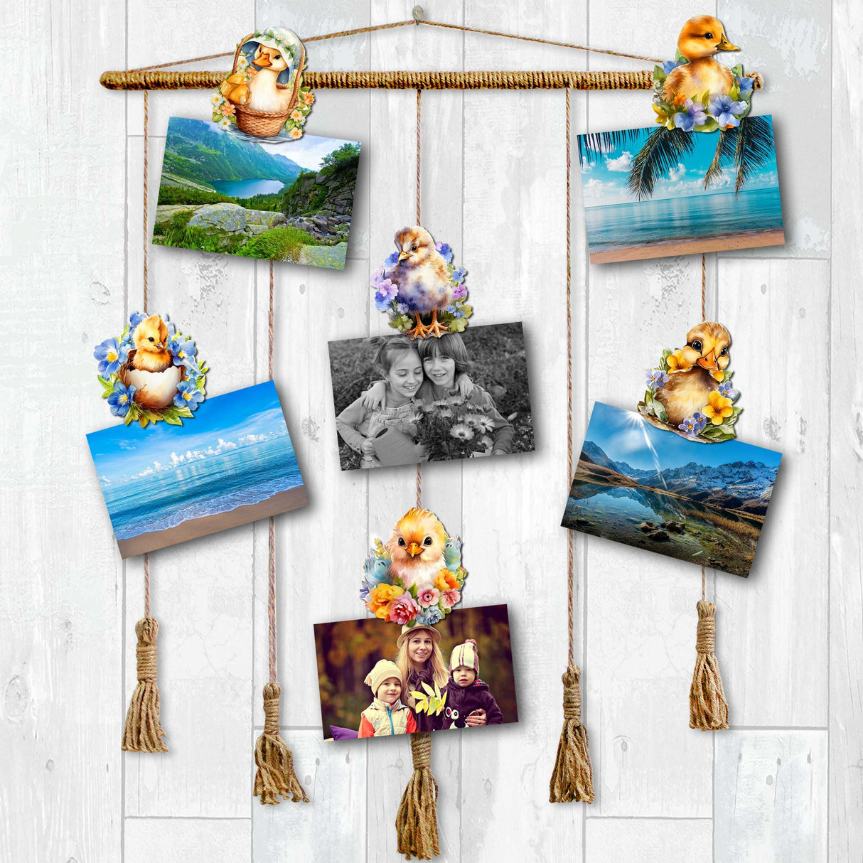 Spring Ducklings Decorative Wooden Clip-on Ornaments Set of 6 by G. Debrekht - Easter Décor - 8090055C-S6