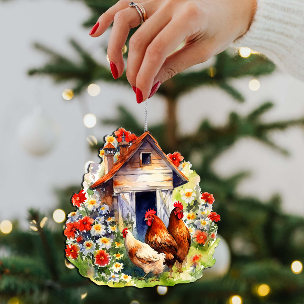 Adornos decorativos de madera "Primavera en la granja", juego de 3, de G. Debrekht - Decoración de Pascua - 8091056-S3