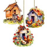 Adornos decorativos de madera "Primavera en la granja", juego de 3, de G. Debrekht - Decoración de Pascua - 8091056-S3