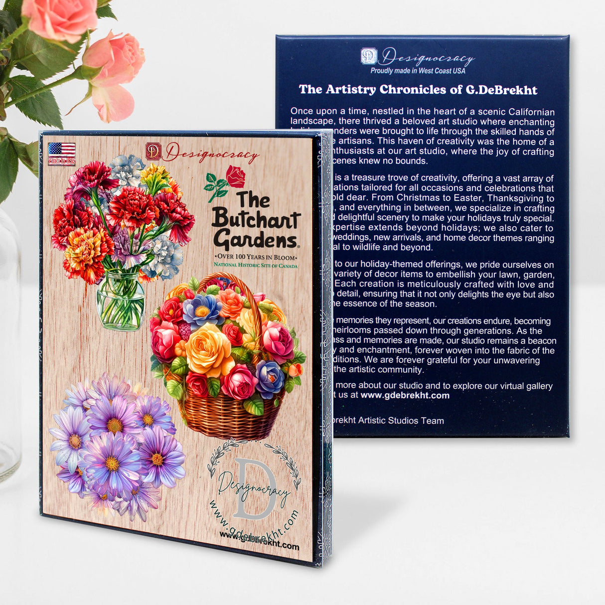 Flowers Decorative Wooden Ornaments Set of 3 by G. Debrekht - Love Family Décor - 8091076-1-S3