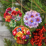 Flowers Decorative Wooden Ornaments Set of 3 by G. Debrekht - Love Family Décor - 8091076-1-S3