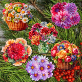 Flowers Decorative Wooden Clip-on Ornaments Set of 6 by G. Debrekht - Love Family Décor - 8090076C-S6