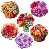 Flowers Decorative Wooden Clip-on Ornaments Set of 6 by G. Debrekht - Love Family Décor - 8090076C-S6