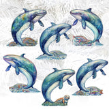 Whale's Melody Decorative Wooden Clip-on Ornaments Set of 6 by G. Debrekht - Wildlife Décor - 8090110C-S6