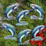Whale's Melody Decorative Wooden Clip-on Ornaments Set of 6 by G. Debrekht - Wildlife Décor - 8090110C-S6