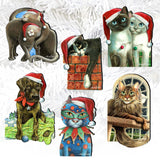 Dog and Cats Decorative Wooden Clip-on Ornaments Set of 6 by L. Seeley  - Pets Dog and Cat Décor - 8090139C-S6