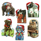 Dog and Cats Decorative Wooden Clip-on Ornaments Set of 6 by L. Seeley  - Pets Dog and Cat Décor - 8090139C-S6