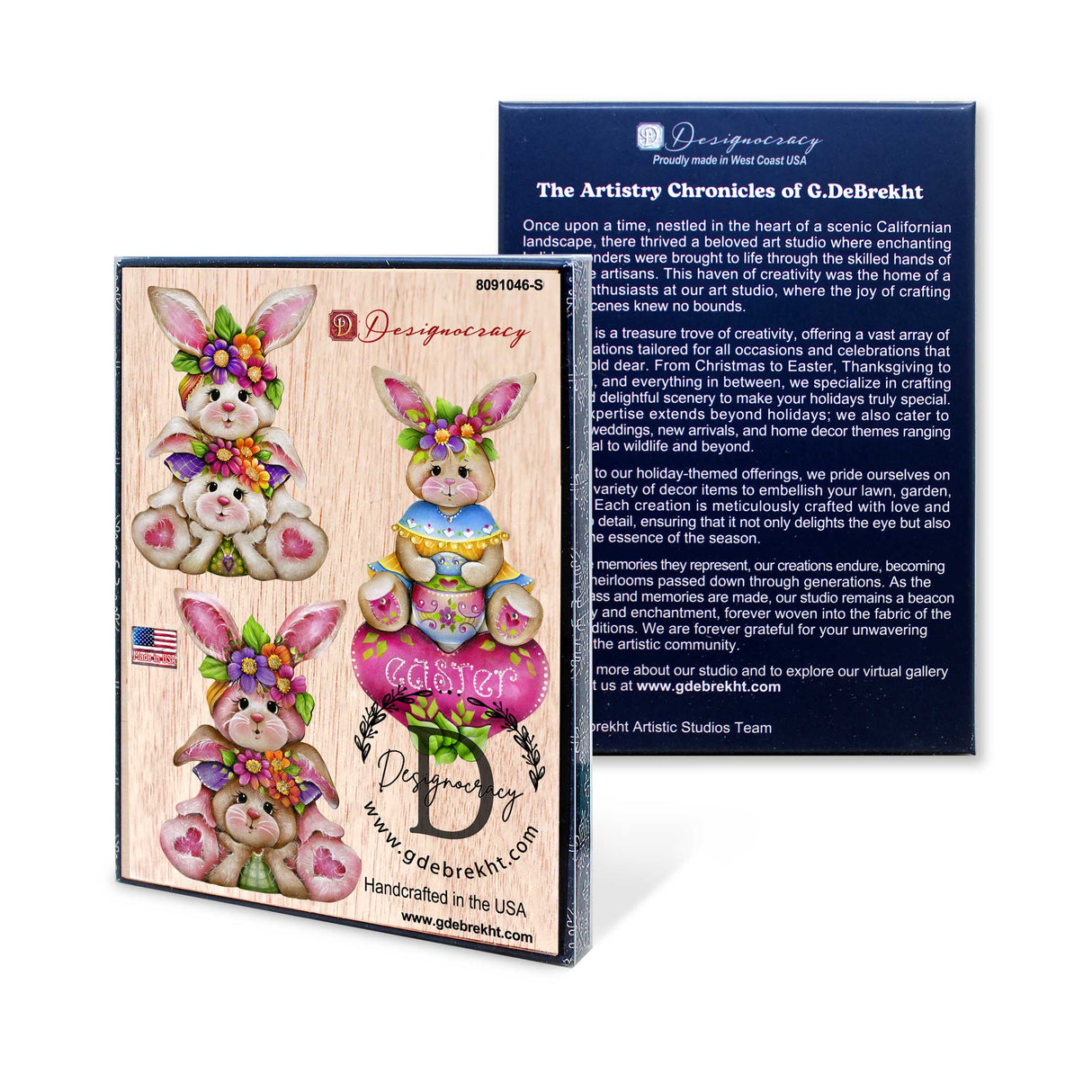 Easter Bunnies Wooden Clip-on Ornaments Set of 3 by J. Mills-Price - Easter Spring Decor - 8091046C-S3