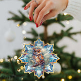Owls Snowflake Wooden Ornaments Set of 3 by G. Debrekht - Nature Wildlife Decor - 8090152-S3