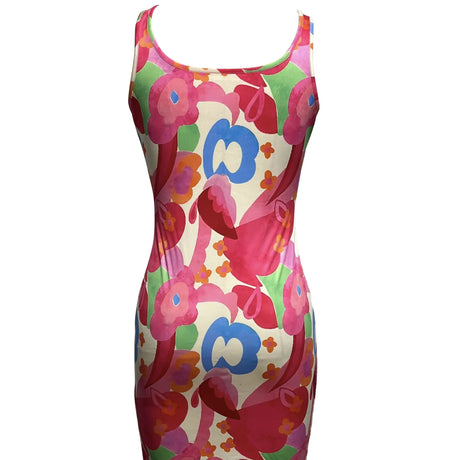 Ladies' Casual Printed Dress With Waist Cinching To Show Off Figure, U-neck Vest, Hip Hugging Dress - Lootquake
