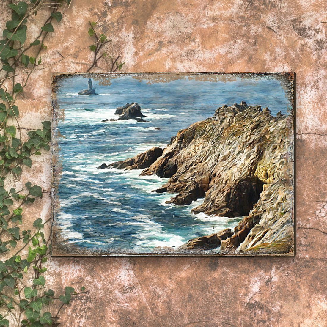 Ocean Cliff Wood Wooden Coastal Wall Art by Nature Wonders - Coastal Sea-Life Decor - 95240B
