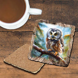 Owl Wooden Cork Coasters Gift Set of 4 by Nature Wonders Nature Wildlife Decor  - 95389C-S4