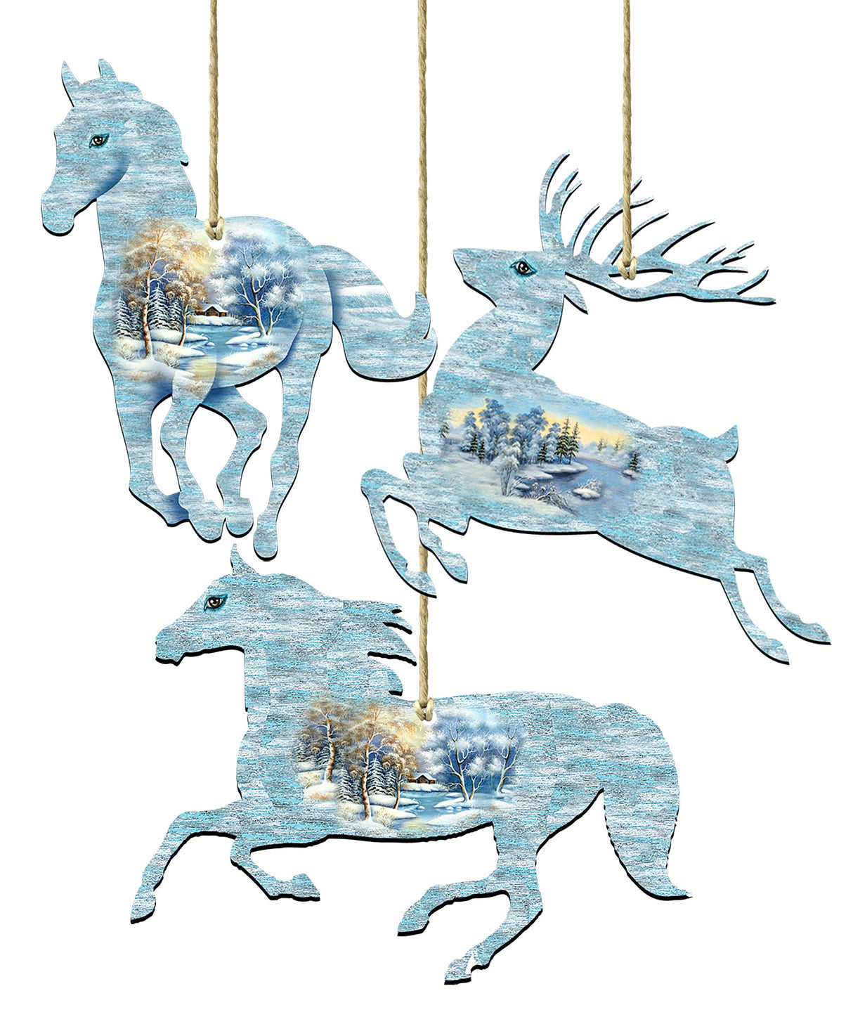 Wildlife Wooden Ornaments Set of 3 by G. DeBrekht - Wildlife Holiday Décor - 8100041S3