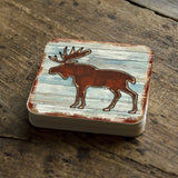Moose Wooden Cork Coasters Gift Set of 4 by Nature Wonders - Nature Wildlife Decor  - 8198222-9C-S4